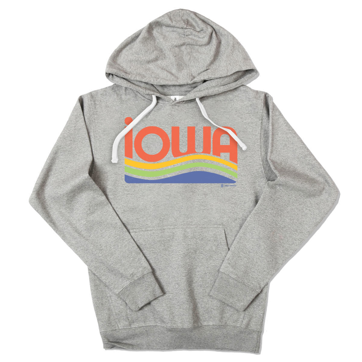 Iowa Waves Heather Grey Hooded Sweatshirt - Bozz Prints