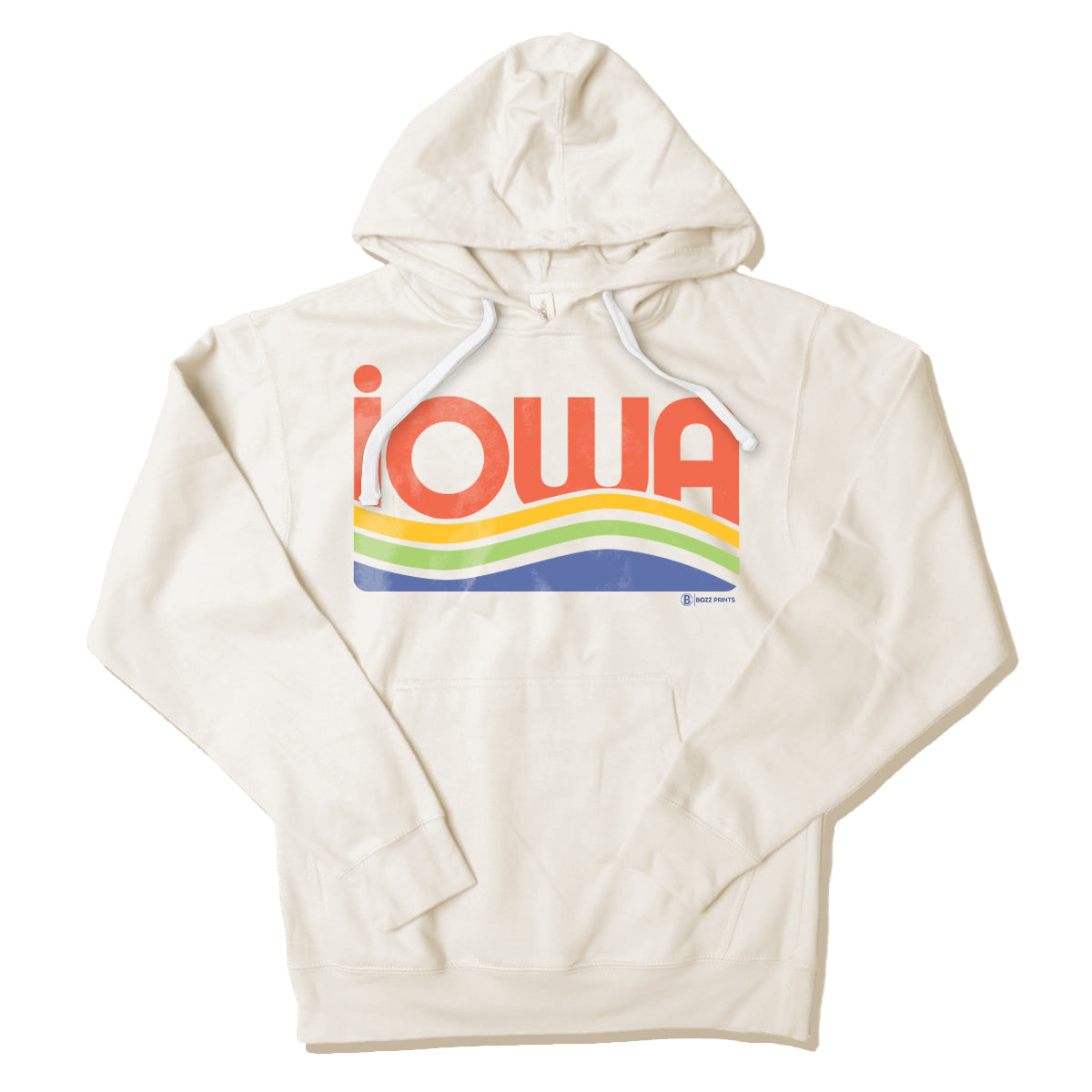 Iowa Waves Vintage White Hooded Sweatshirt - Bozz Prints