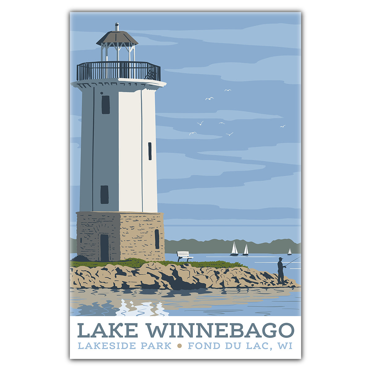 Lake Winnebago Lakeside Park Postcard