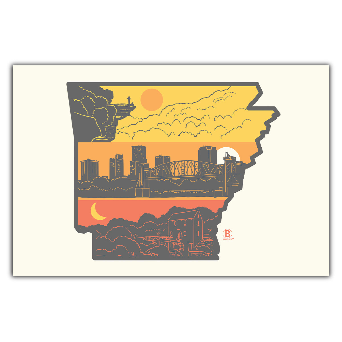 Layers of Arkansas Postcard - Bozz Prints