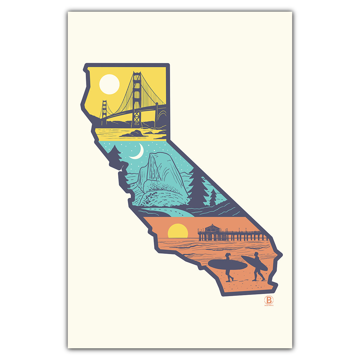 Layers of California Postcard