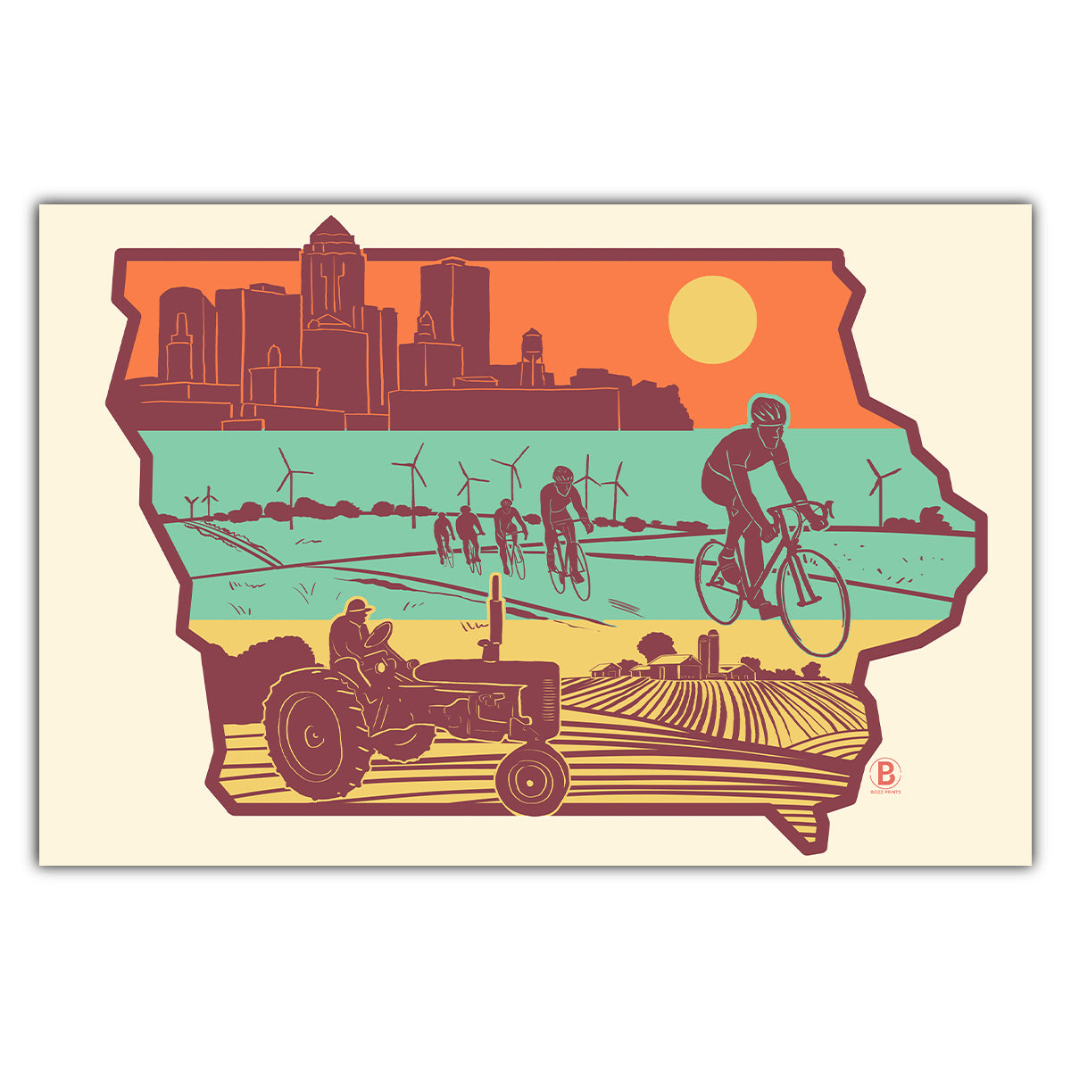 Layers of Iowa Postcard