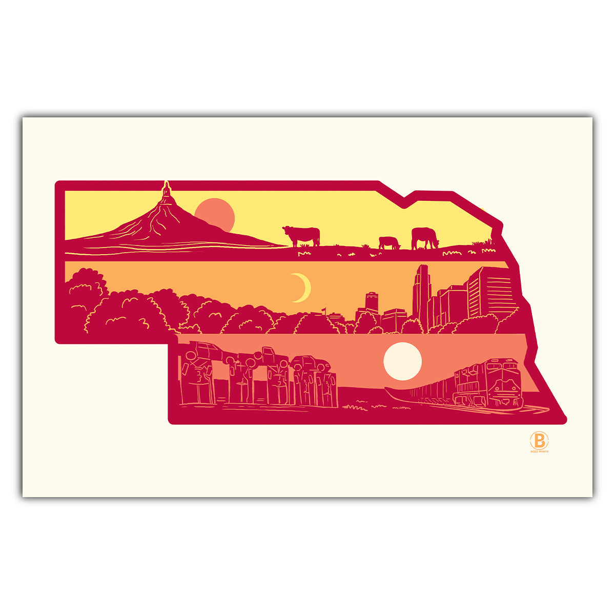 Layers of Nebraska Postcard - Bozz Prints