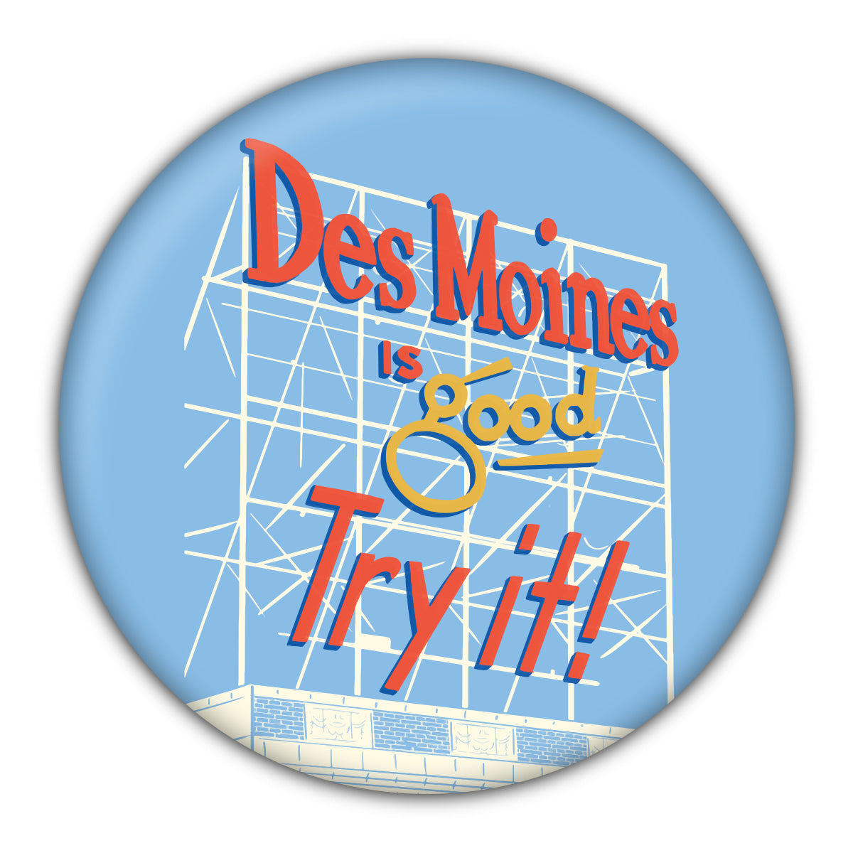 Des Moines Colonial Sign Round Coaster - Bozz Prints