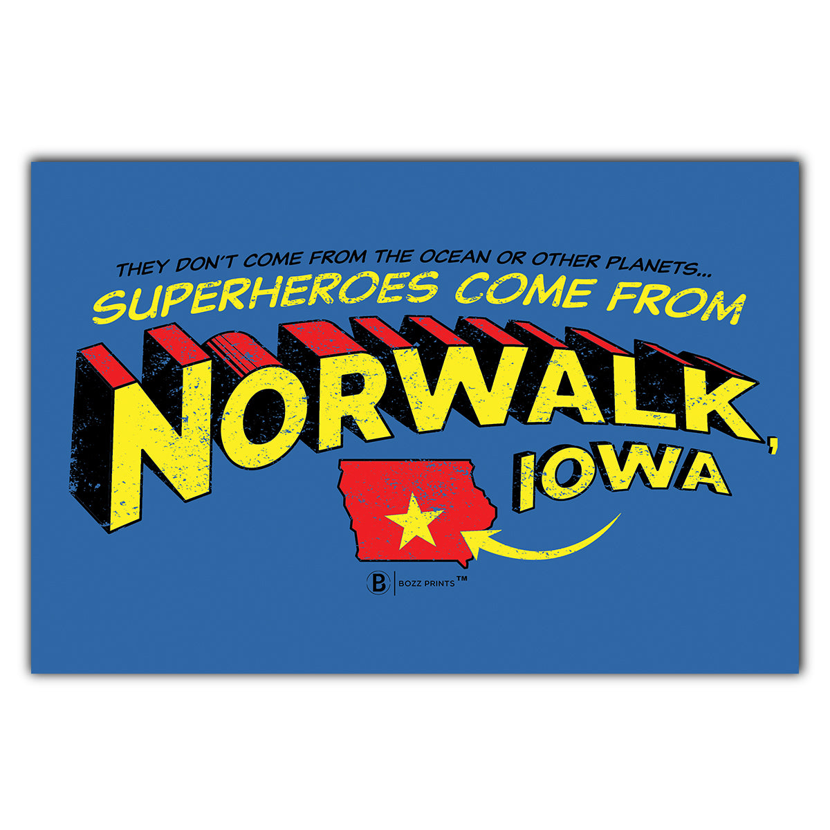 Norwalk Superheroes Postcard - Bozz Prints