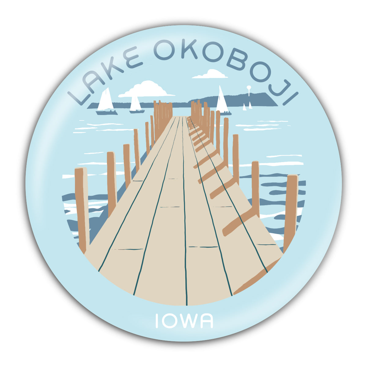 Lake Okoboji Dock Round Coaster - Bozz Prints