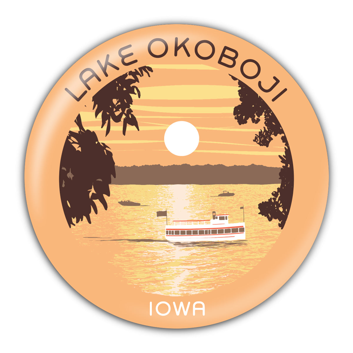 Lake Okoboji Sunset Round Coaster - Bozz Prints