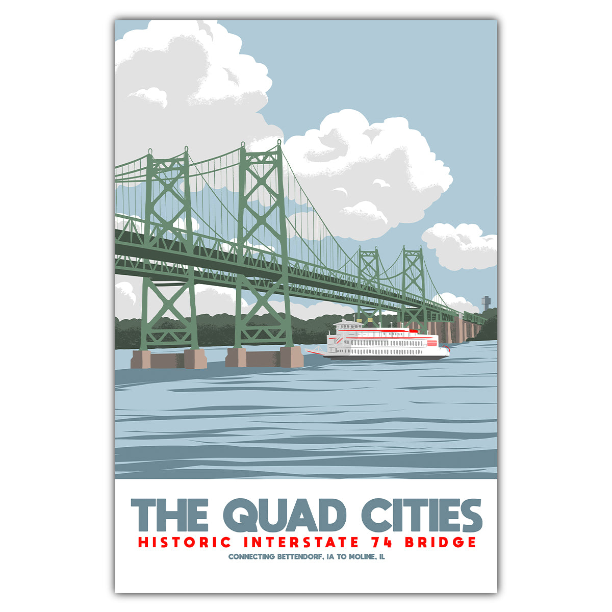 Quad Cities Historic I-74 Bridge Postcard - Bozz Prints