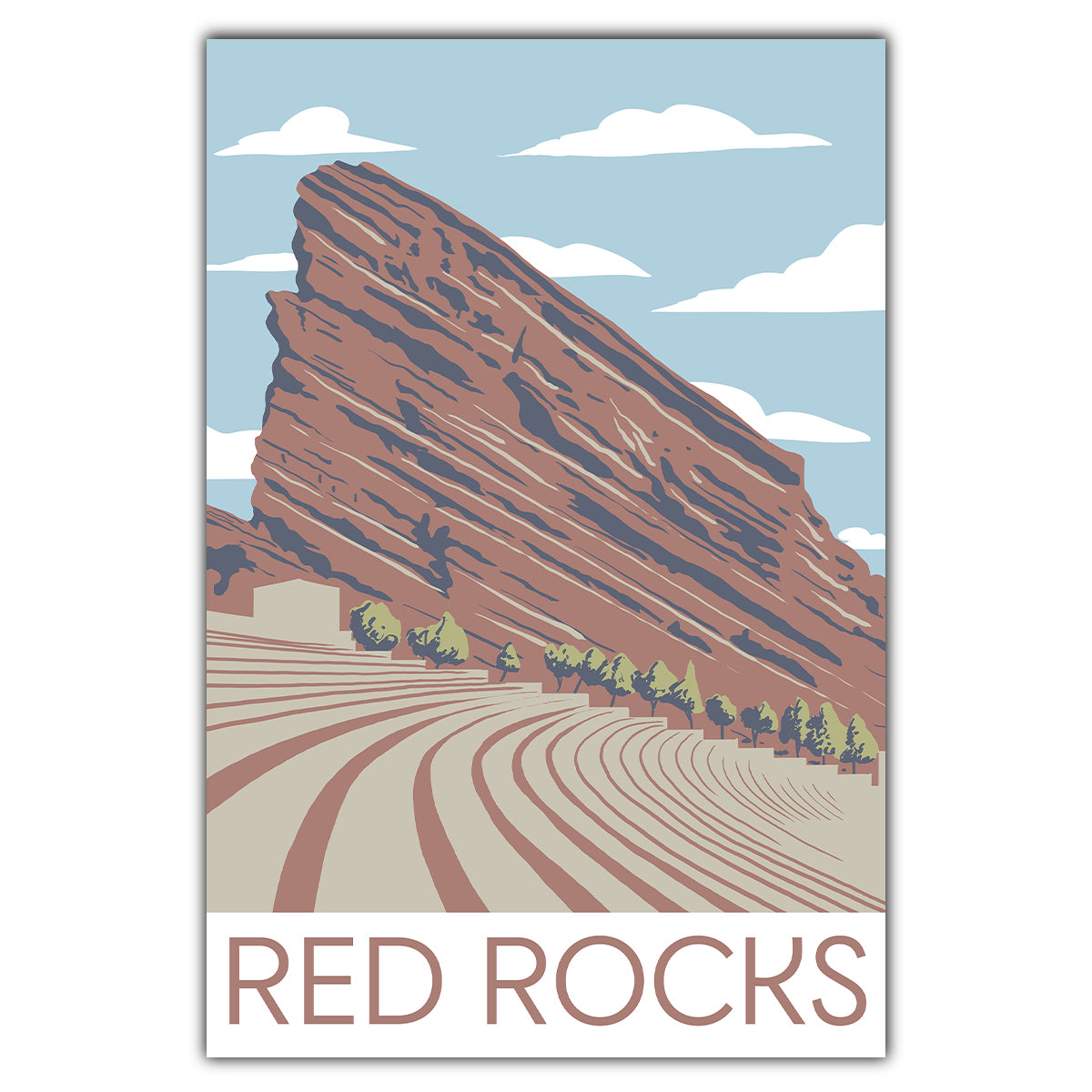 Colorado Red Rocks Vector Red Rocks Amphitheater Colorado Postcard - Bozz Prints
