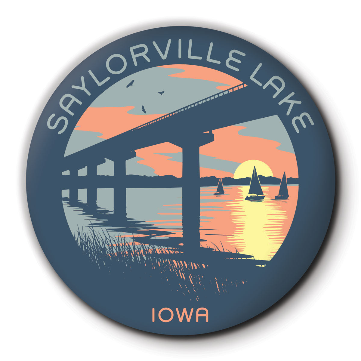 Saylorville Lake Round Coaster - Bozz Prints