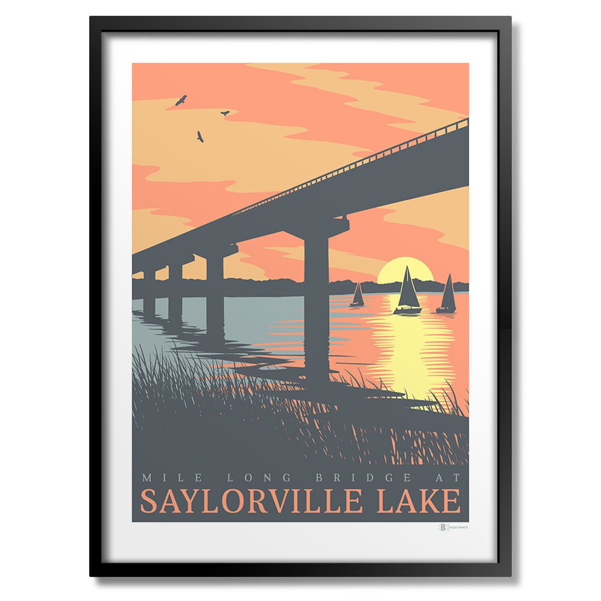 Saylorville Lake Bridge Sunset Print - Bozz Prints