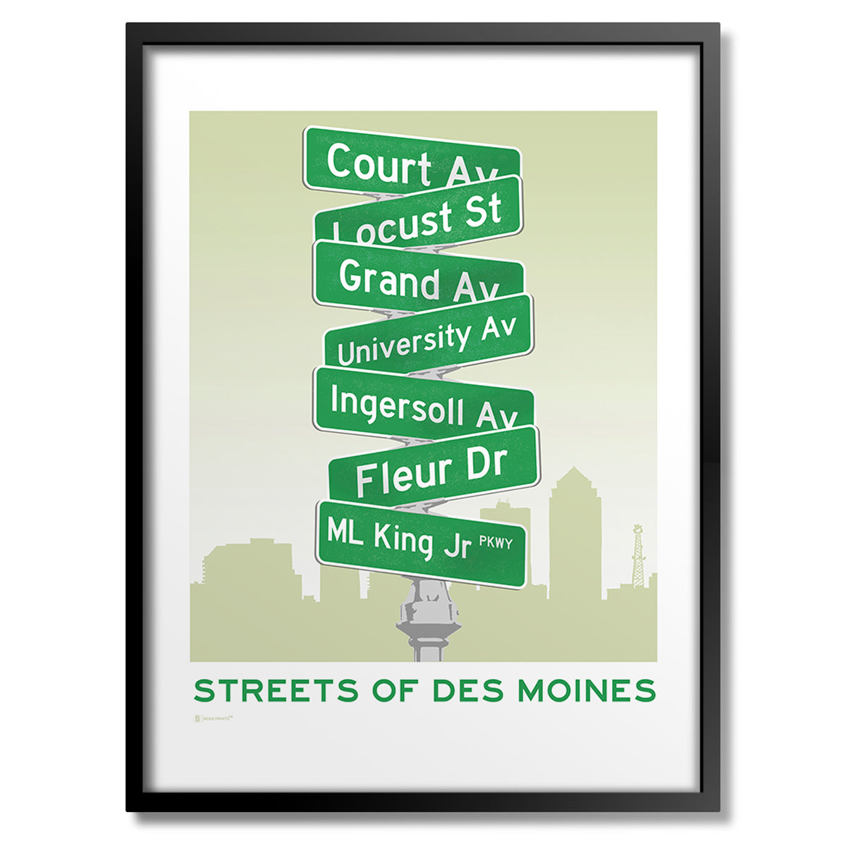 Streets of Des Moines Print - Bozz Prints