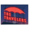 Travelers Sign at Night Greeting Card - Bozz Prints