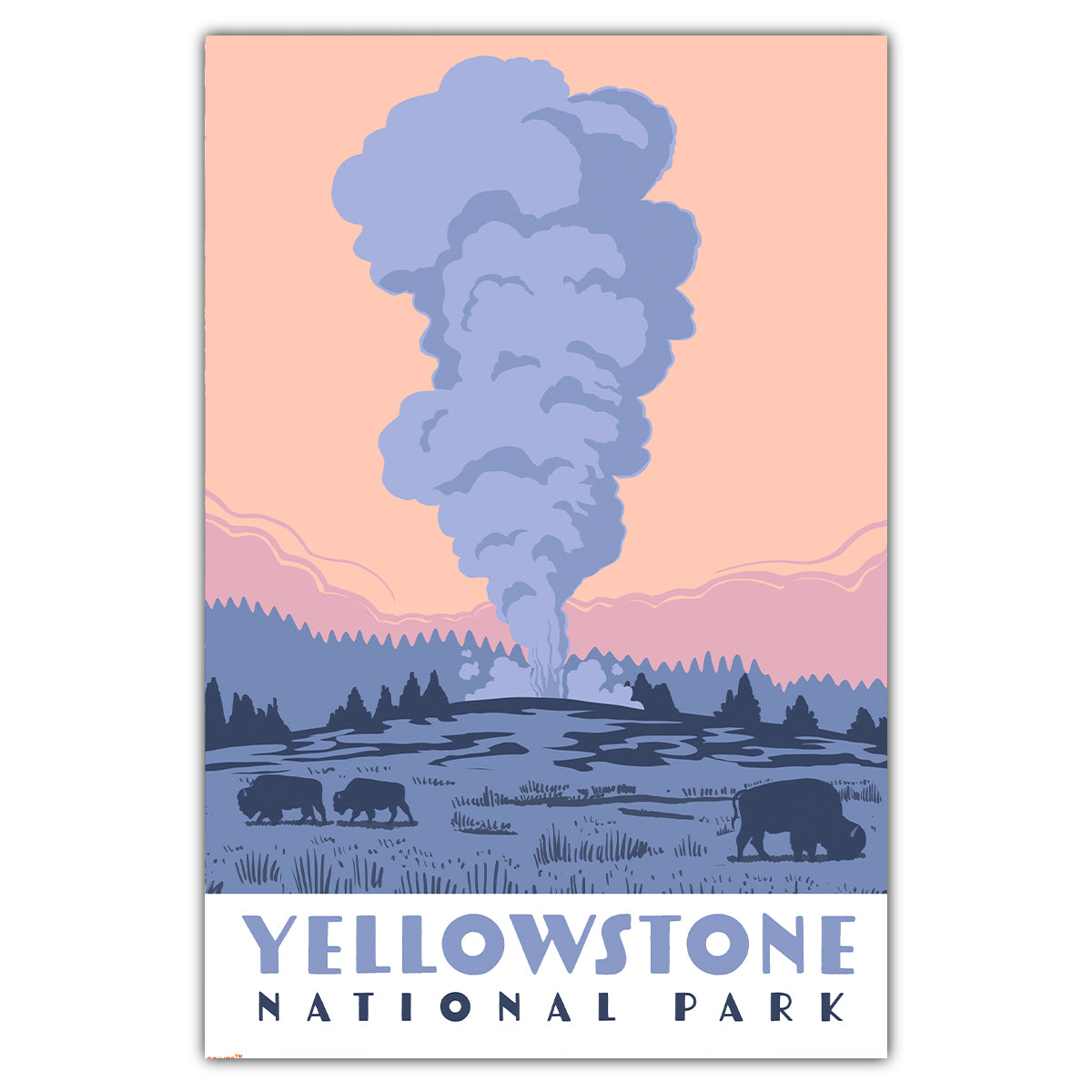 Yellowstone National Park Old Faithful Postcard - Bozz Prints